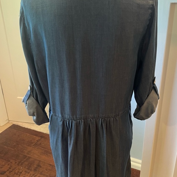 Tommy Bahama 100% Tencel Blue Button-Up Shirt Dress Size S/P Front Pockets - Picture 9 of 13